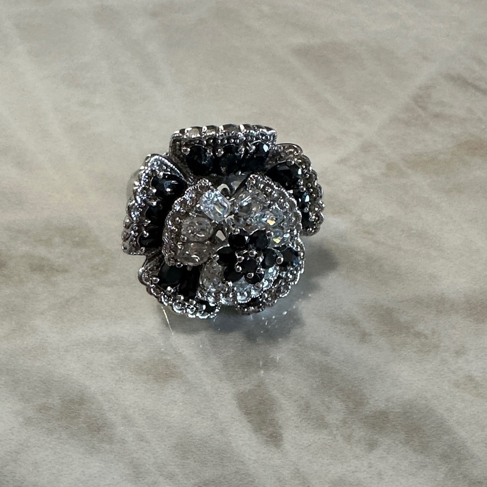 Nolan Miller Black and Silver Statement Ring